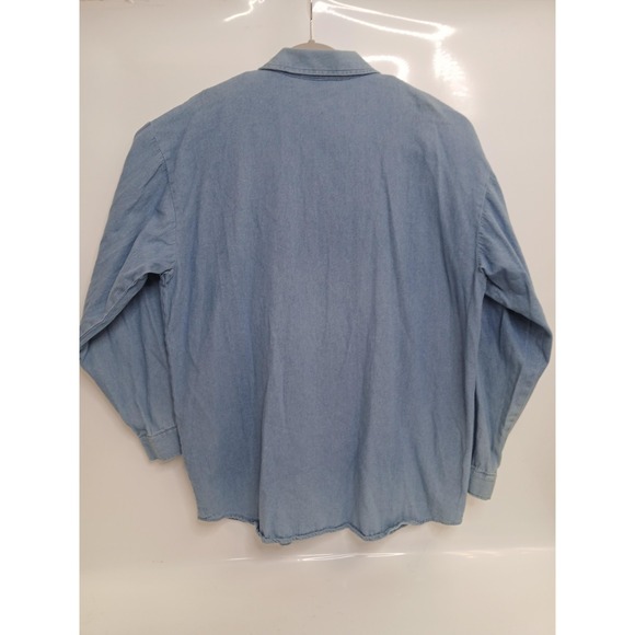 Looney Tunes Shirt Mens‎ Large Blue Denim Button Up Embroidered Bugs Taz Daffy - Picture 4 of 7